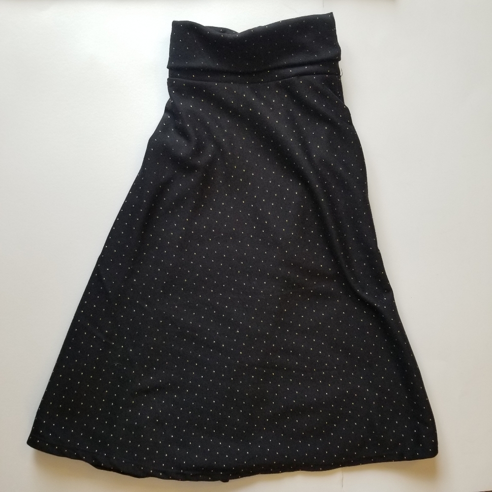 Black A Line skirt with gold dots Honey & Lace 2xl